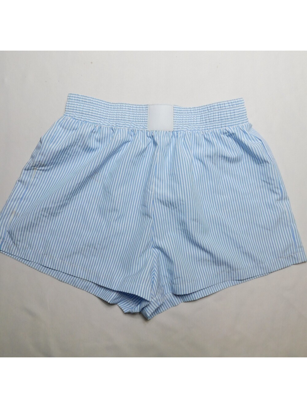 Women's Size S Blue White Striped Boxer Shorts Pajama Lounge Elastic Waist Y2K